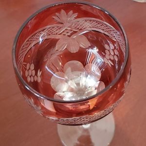 Bohemian ruby red cut to clear wine glasses 5oz (Qty 5 Glasses)